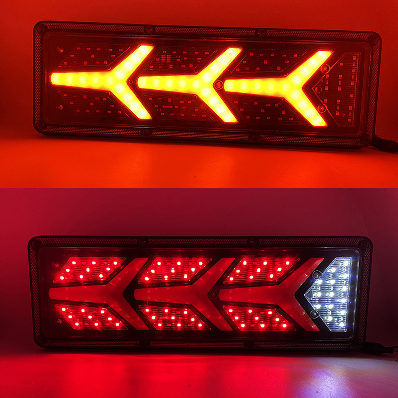 Σετ Universal Αδιάβροχα Δυναμικά LED Πίσω Φανάρια Πορείας - STOP - Φλας - Ομίχλης - Όπισθεν για Φορτηγά & Τρέιλερ 24V 46x13x2cm 2τμχ